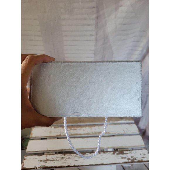 Christmas basket bag tote home decor silver cardbo - Picture 6 of 6